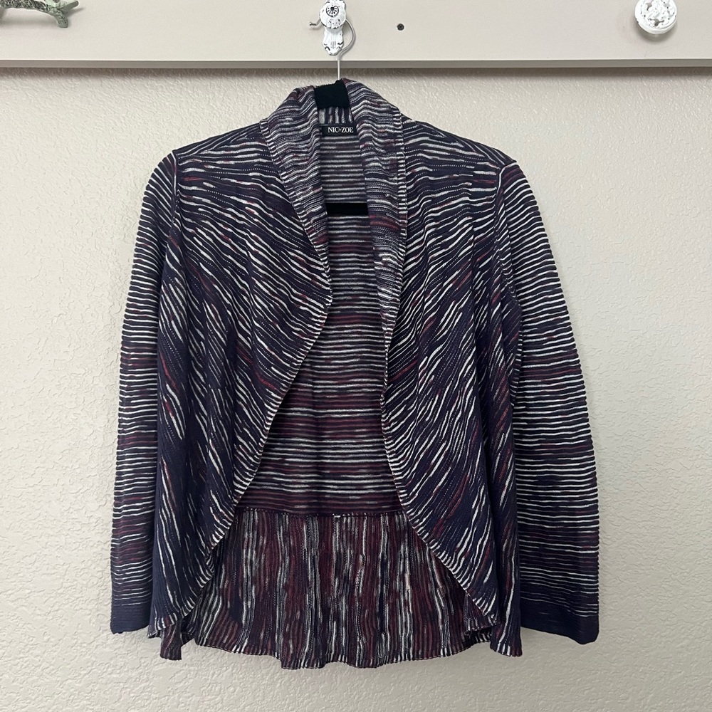 Nic+Zoe multi blue cardi, size S